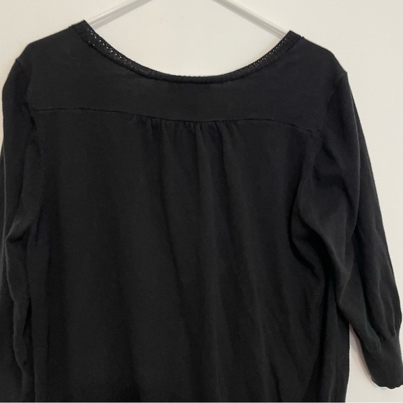 LANE BRYANT Plus Size Black V-Neck 3/4 Sleeve 100% Cotton Cardigan Sweater 18 20 - Picture 11 of 13